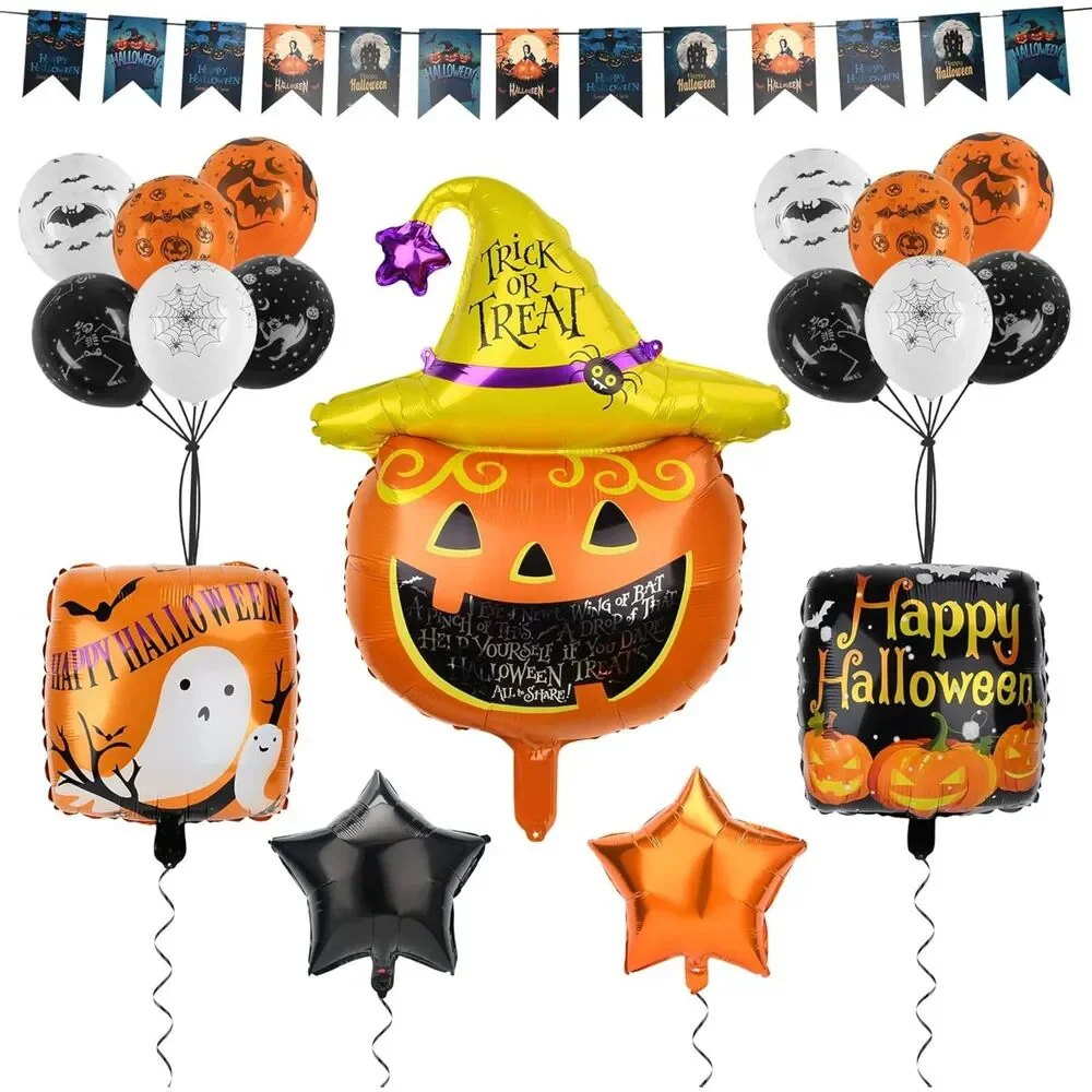 Pumpkin Halloween Party Decorations Foil Balloons kit